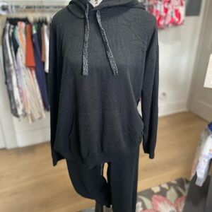 New York & Company Black Knit Hoodie Set